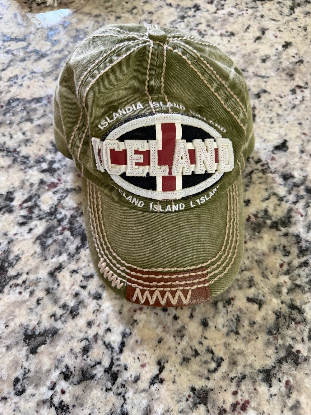 Iceland Embroidered Olive Green Hat